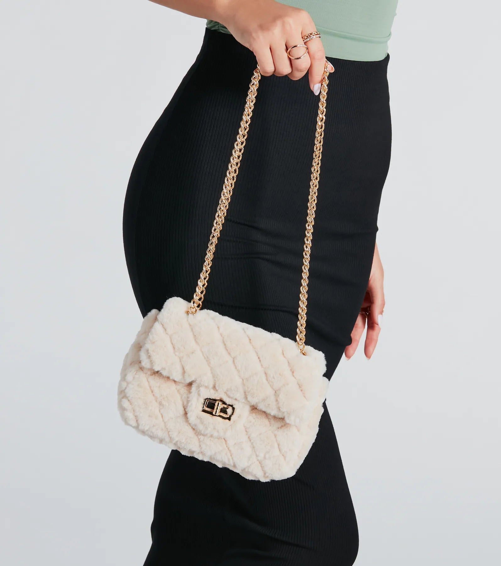 Furry And Fab Quilted Crossbody Bag - Image 6