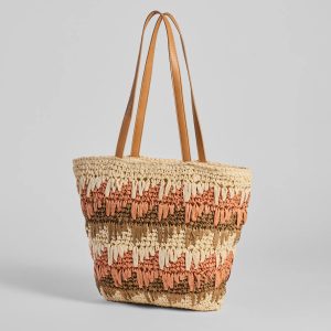 Paradise Bound Braided Striped Straw Tote Bag