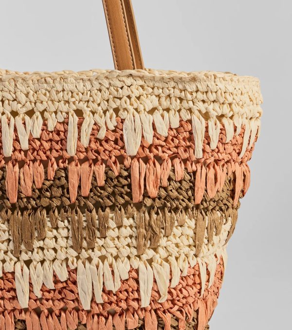 Paradise Bound Braided Striped Straw Tote Bag - Image 2