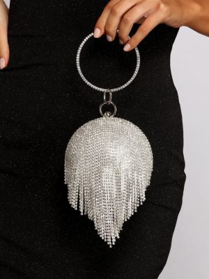Light The Night Rhinestone Fringe Sphere Clutch