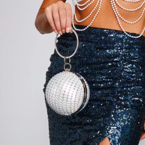 Luxe Radiance Rhinestone Sphere Clutch
