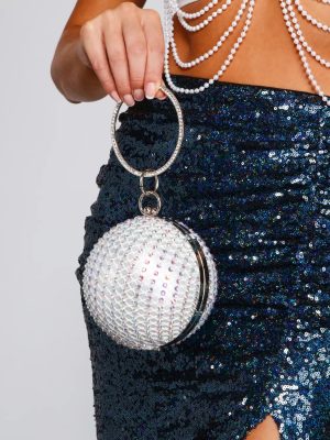 Luxe Radiance Rhinestone Sphere Clutch