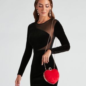 Love For Luxe Velvet Heart Clutch