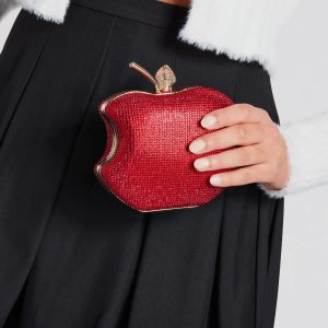 Tempting Glamour Rhinestone Bitten Apple Clutch