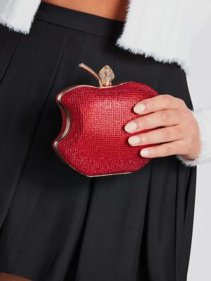 Tempting Glamour Rhinestone Bitten Apple Clutch