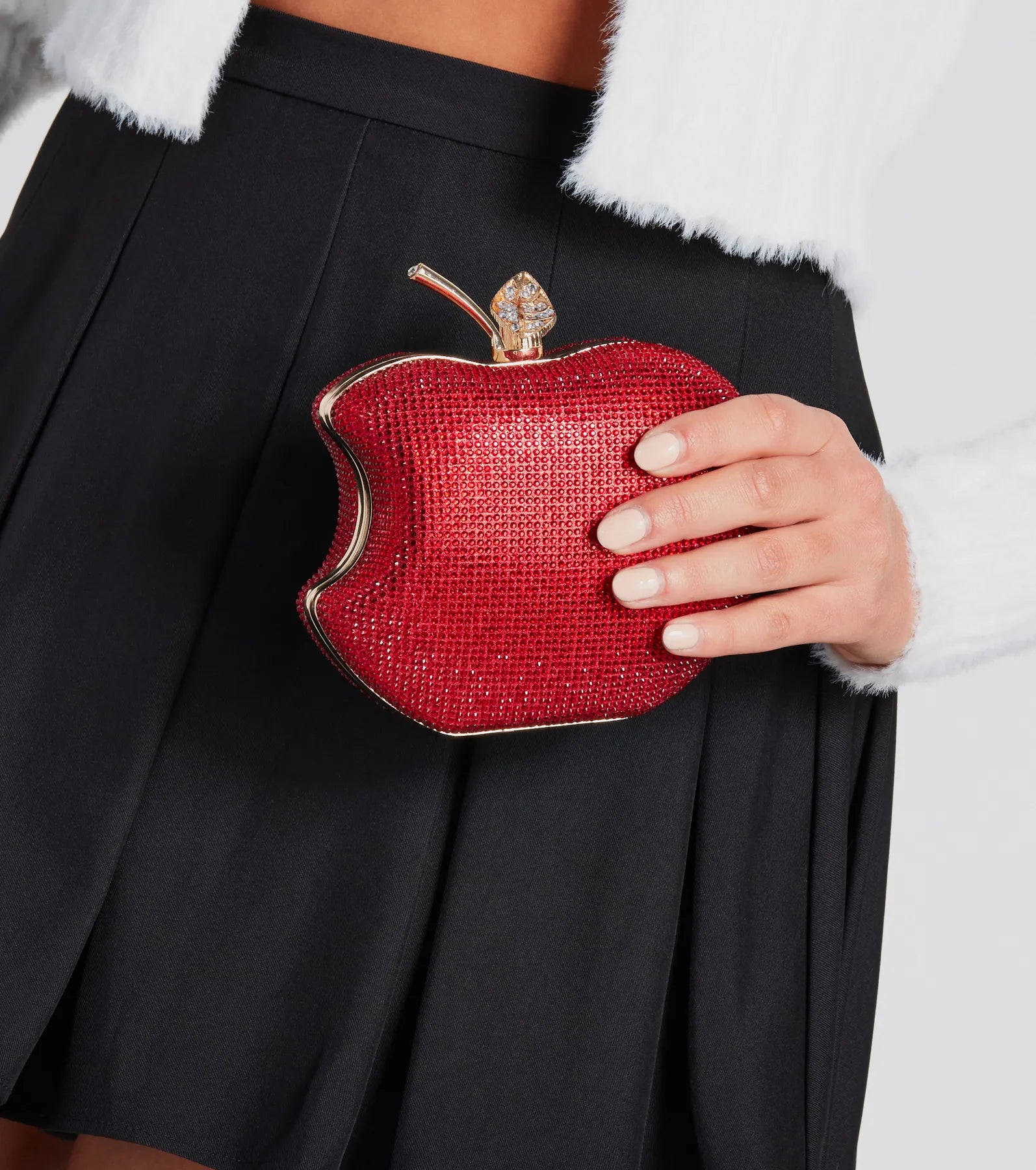 Tempting Glamour Rhinestone Bitten Apple Clutch - Image 3