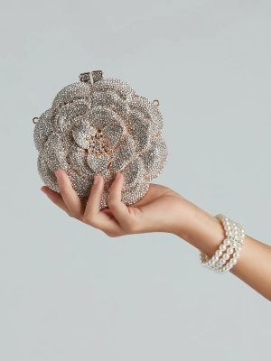 Divine Luxury Rhinestone Rose Minaudiere Bag