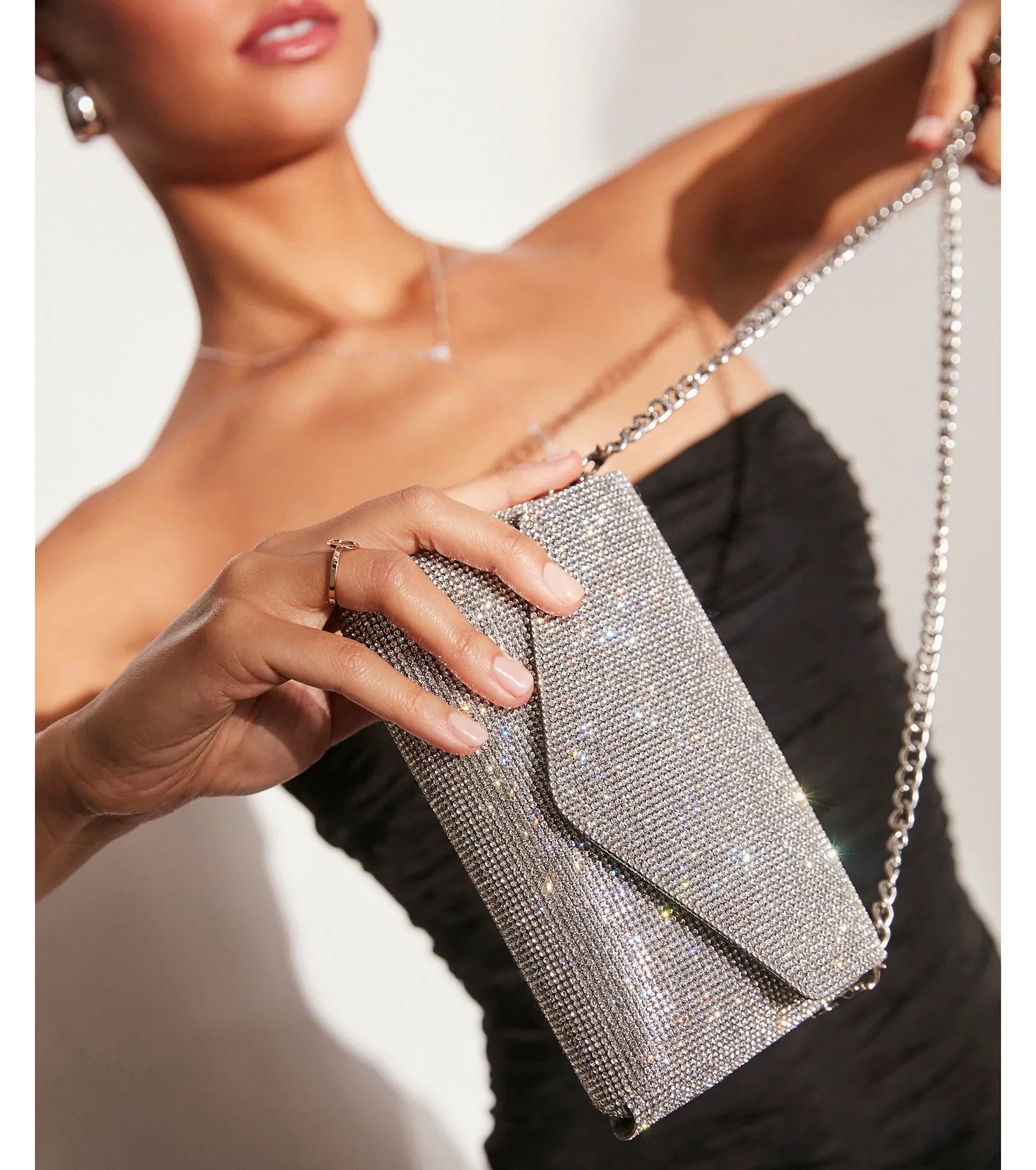 Sparkle Effect Rhinestone Crossbody Purse - Image 3