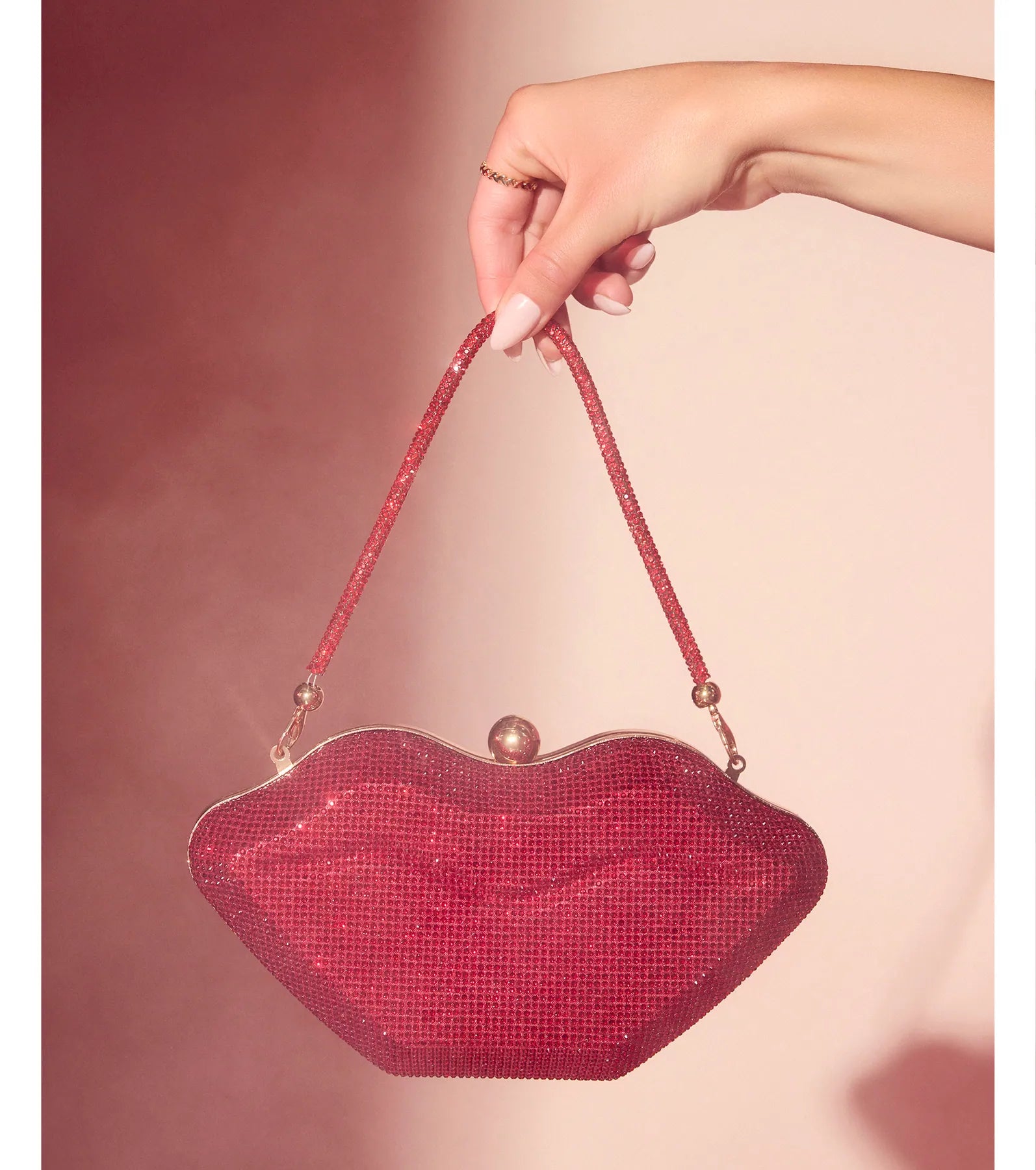 Kiss Me Rhinestone Lip Clutch Bag - Image 3