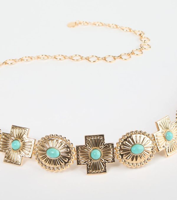 Boho Sleek Cross Concho Chain Belt - Image 2