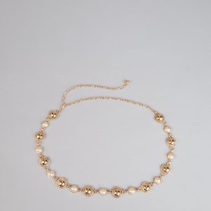 Opulent Touch Faux Pearl Chain Belt
