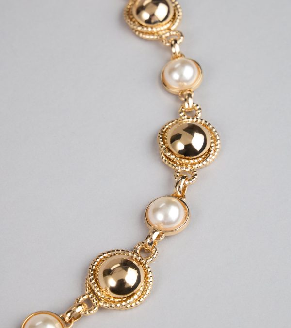 Opulent Touch Faux Pearl Chain Belt - Image 2