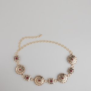 Western Bloom Stone Concho Chain Belt