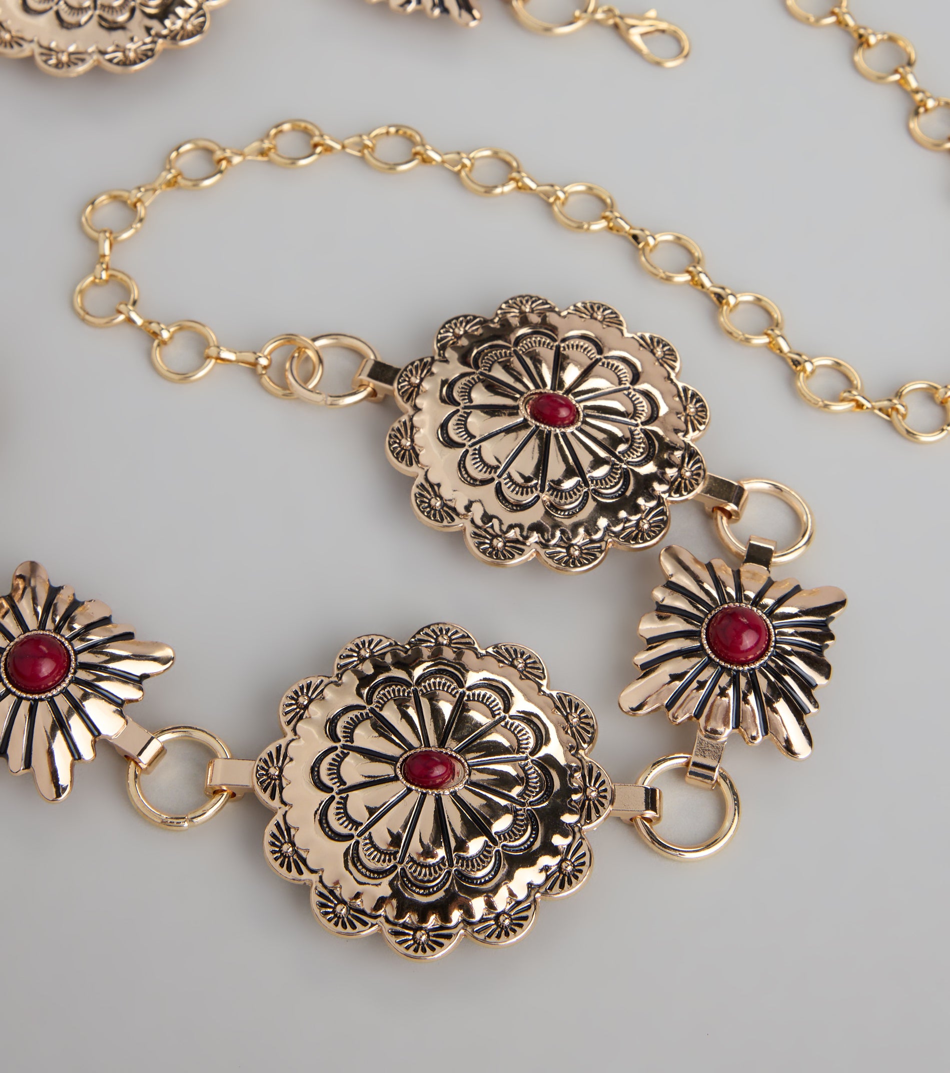 Western Bloom Stone Concho Chain Belt - Image 3