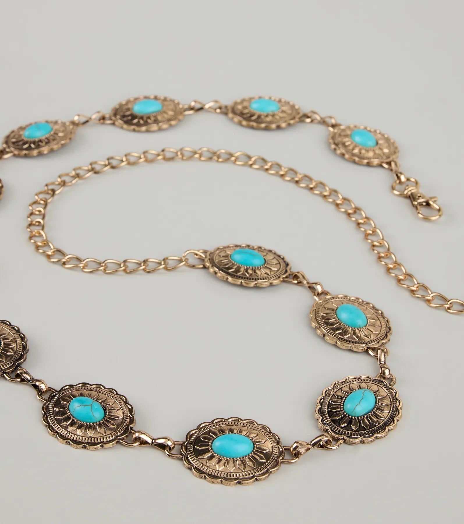 Festival Flair Turquoise Concho Chain Belt - Image 2