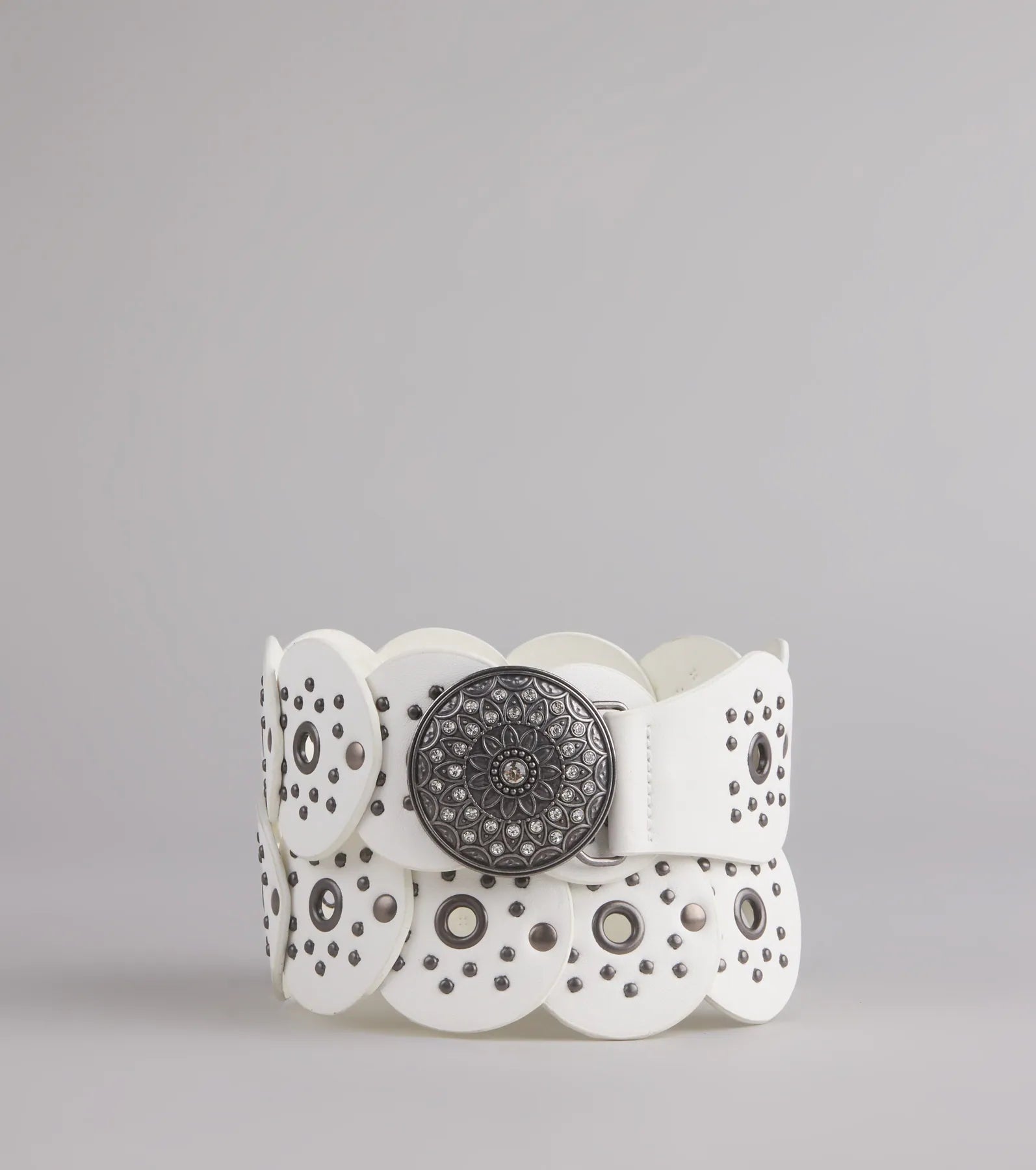Boho Era Studded Faux Leather Medallion Belt