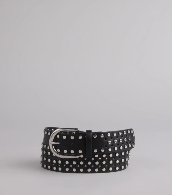 Elevated Edgy Studded Faux Leather Belt