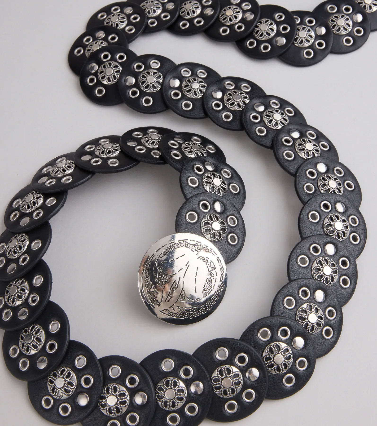 Boho Edge Faux Leather Medallion Belt - Image 2