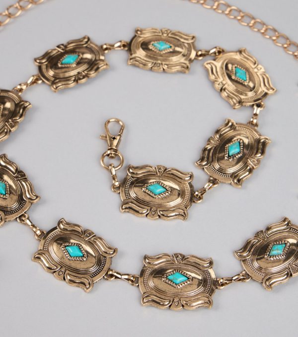 Western Spirit Stone Medallion Chain Belt - Image 2