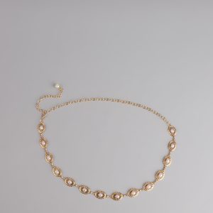Vintage Charm Pearl Chain Belt
