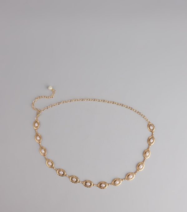 Vintage Charm Pearl Chain Belt