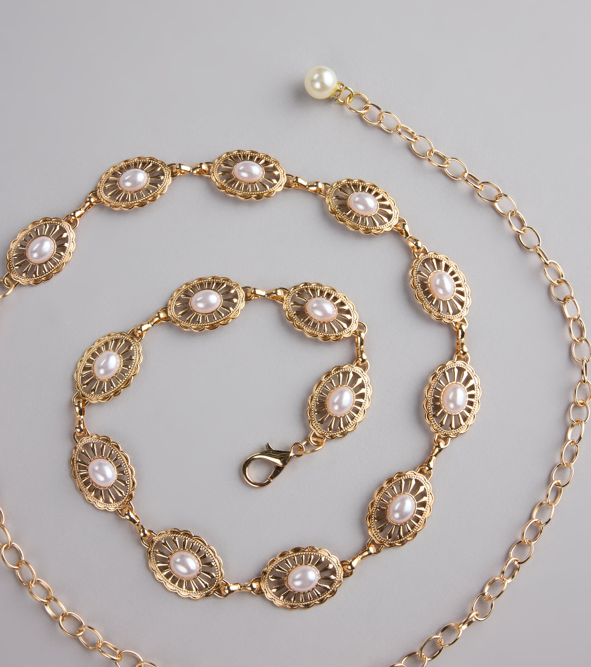 Vintage Charm Pearl Chain Belt - Image 3