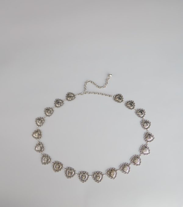 Edgy Charm Heart Chain Belt