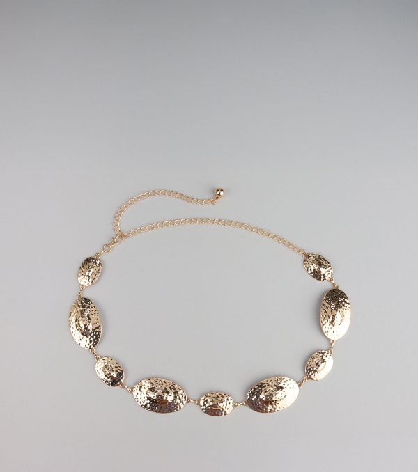 Bold Shine Etched Concho Chain Belt
