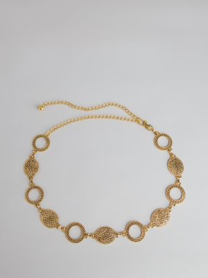 Gilded Era Textured Concho Chain Belt