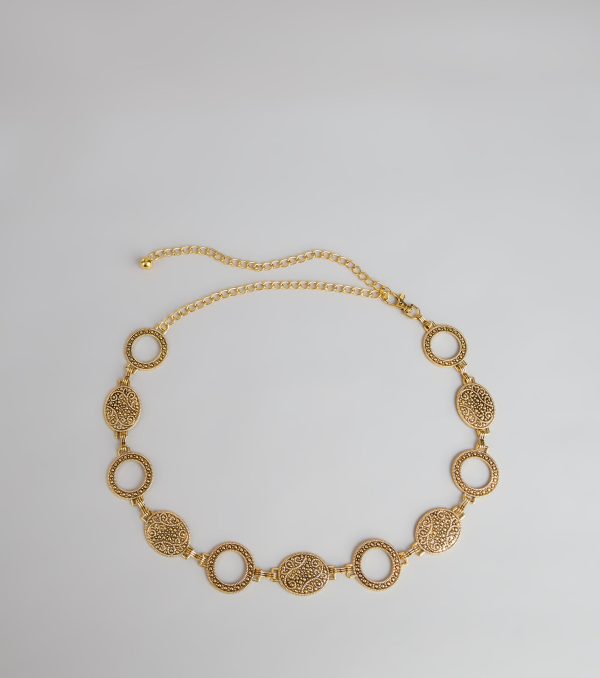 Gilded Era Textured Concho Chain Belt