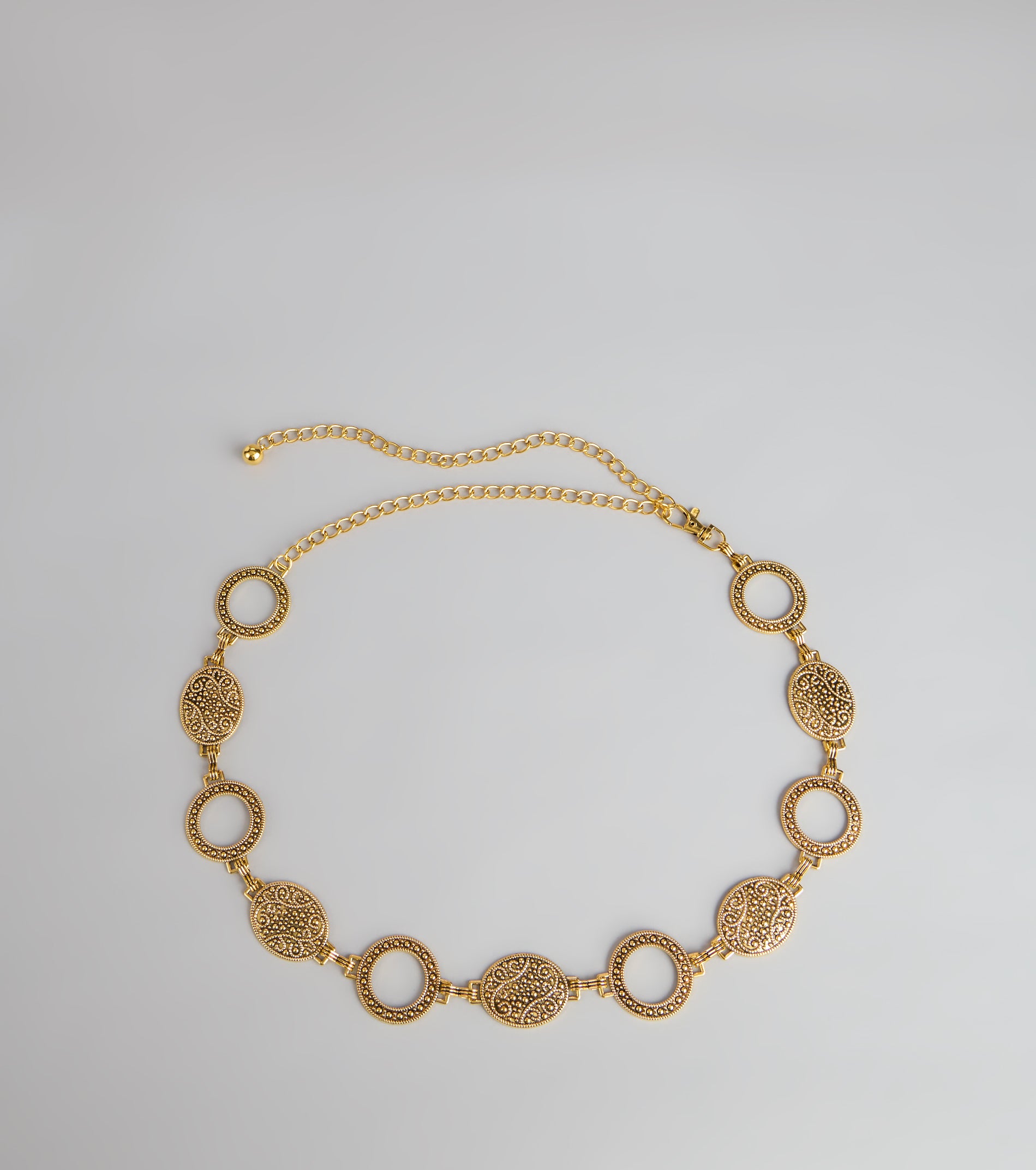 Gilded Era Textured Concho Chain Belt