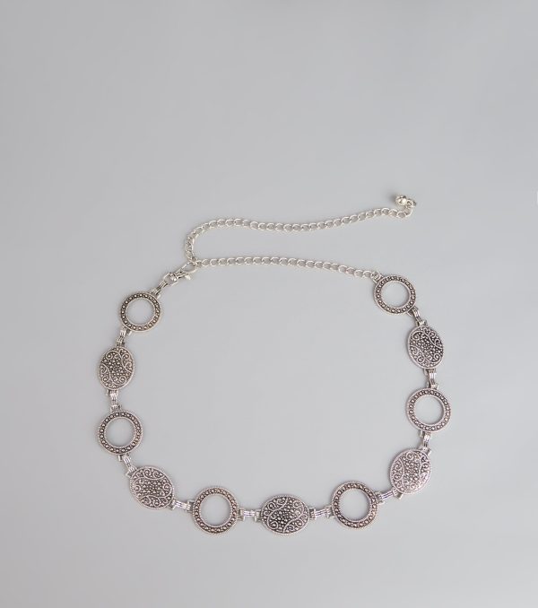 Gilded Era Textured Concho Chain Belt - Image 4