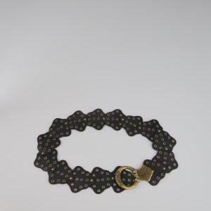 Golden Edge Grommet Medallion Belt