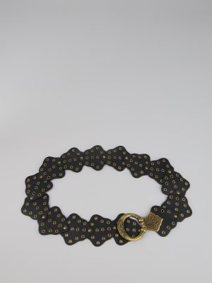 Golden Edge Grommet Medallion Belt