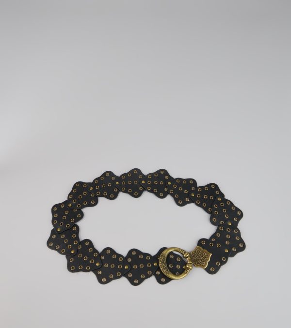 Golden Edge Grommet Medallion Belt
