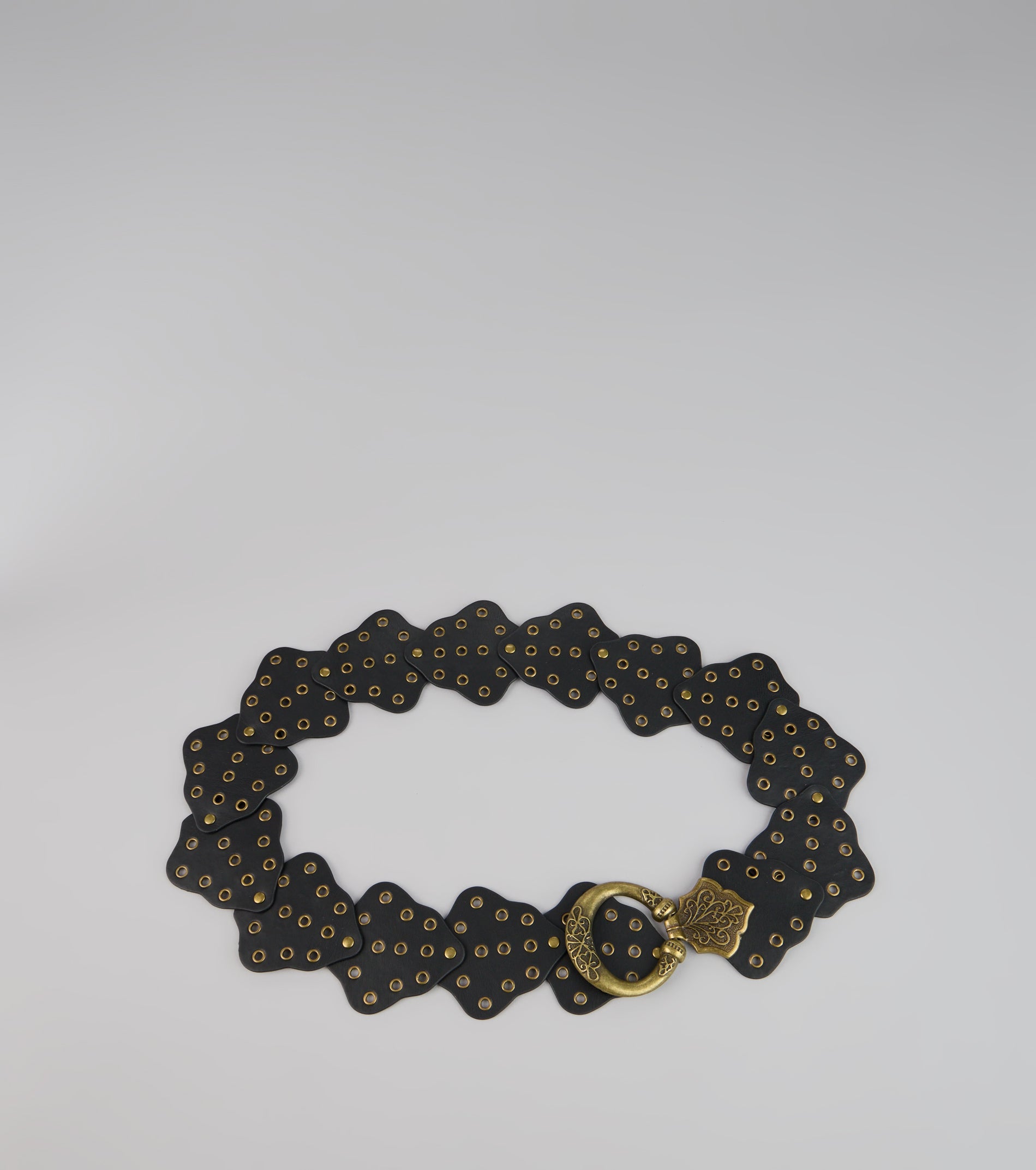 Golden Edge Grommet Medallion Belt