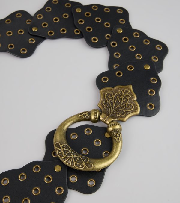 Golden Edge Grommet Medallion Belt - Image 2