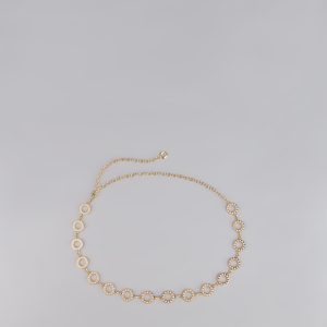 Linked Up Faux Pearl Chain Belt