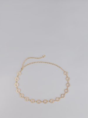 Linked Up Faux Pearl Chain Belt