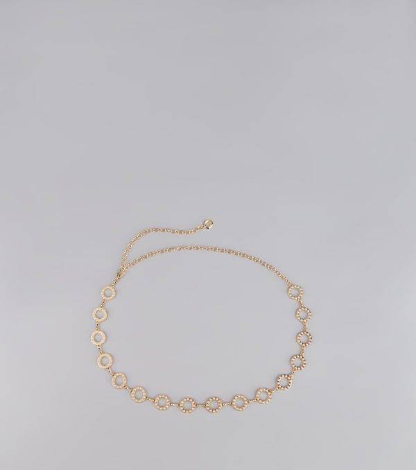 Linked Up Faux Pearl Chain Belt