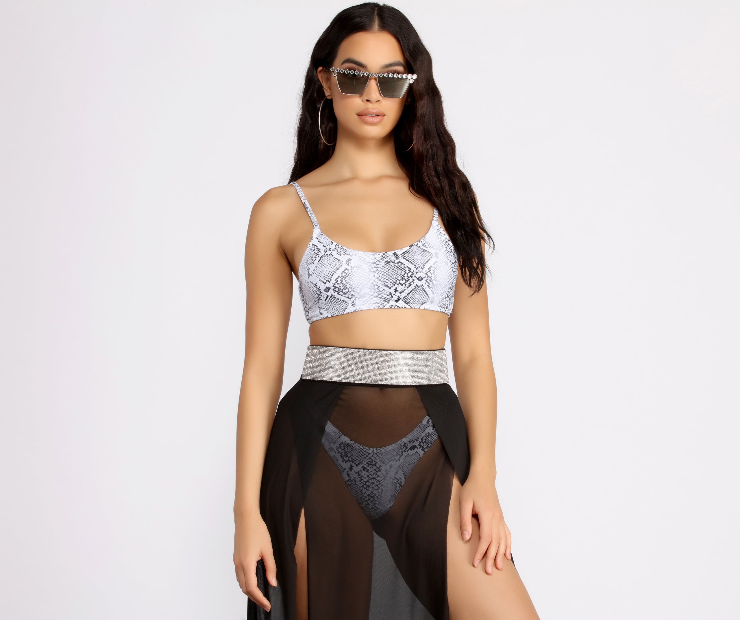 Makin' Statements Wide Rhinestone Stretch Belt - Image 3