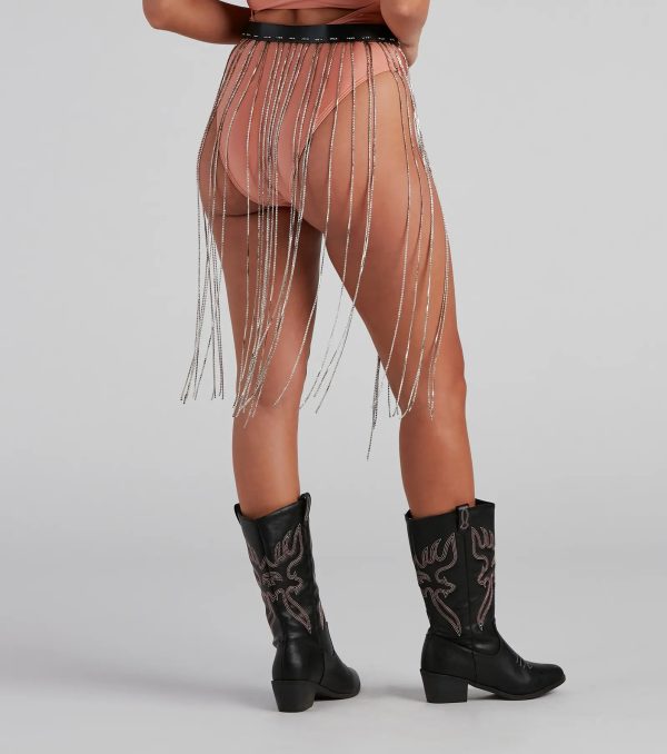 Festive Babe Rhinestone Fringe Belt - Image 3