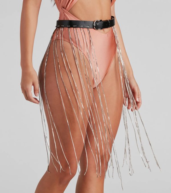 Festive Babe Rhinestone Fringe Belt - Image 4
