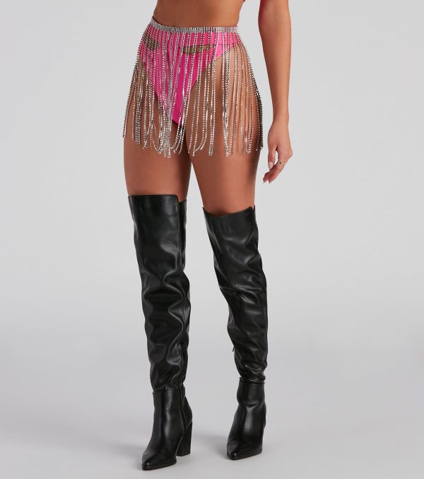 Rhinestone Fringe Skirt Belt - Image 2