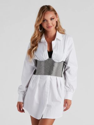 Edgy-Glam Rhinestone Corset Belt