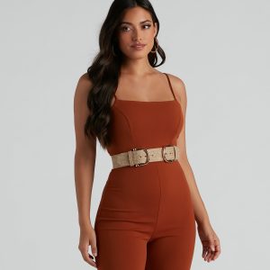 Sunrise Cute Straw Dual Buckle Belt