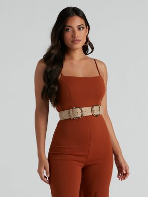 Sunrise Cute Straw Dual Buckle Belt