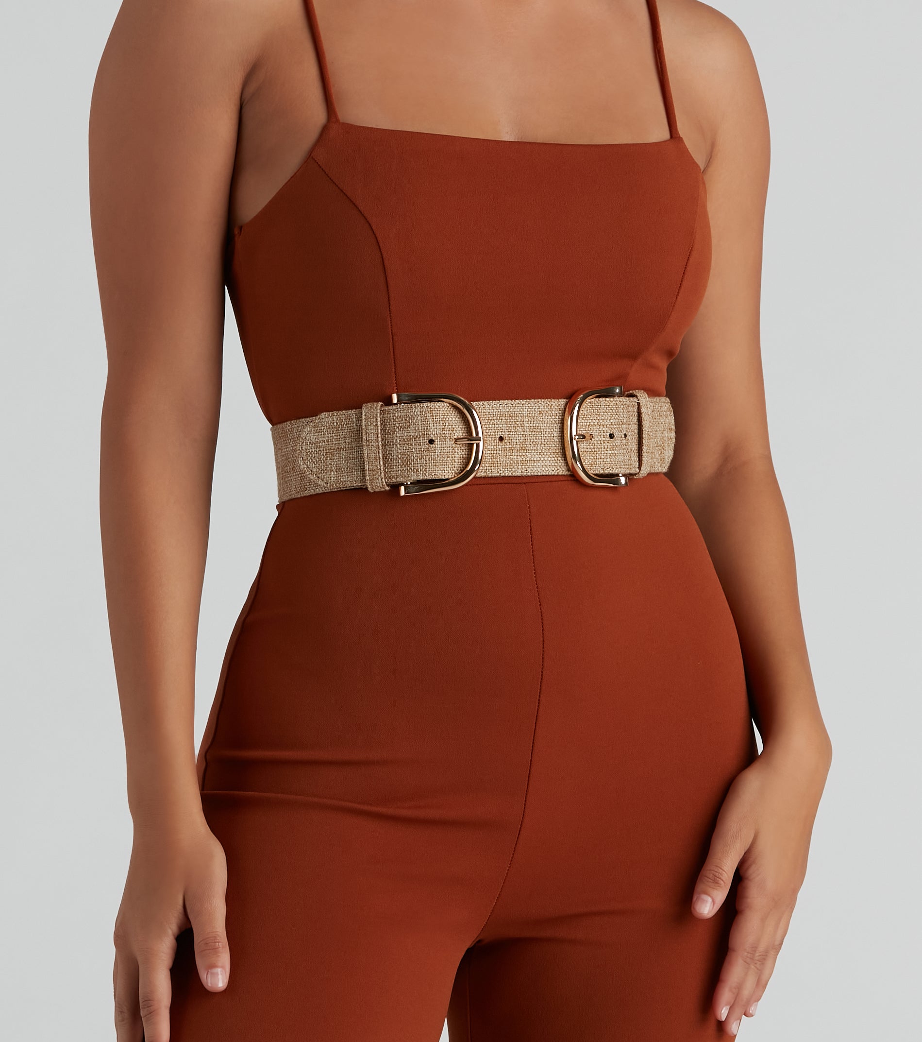 Sunrise Cute Straw Dual Buckle Belt - Image 2