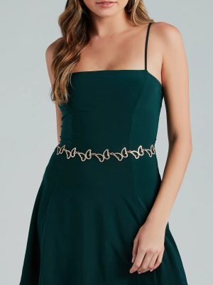 Time To Flutter Rhinestone Butterfly Chain Belt