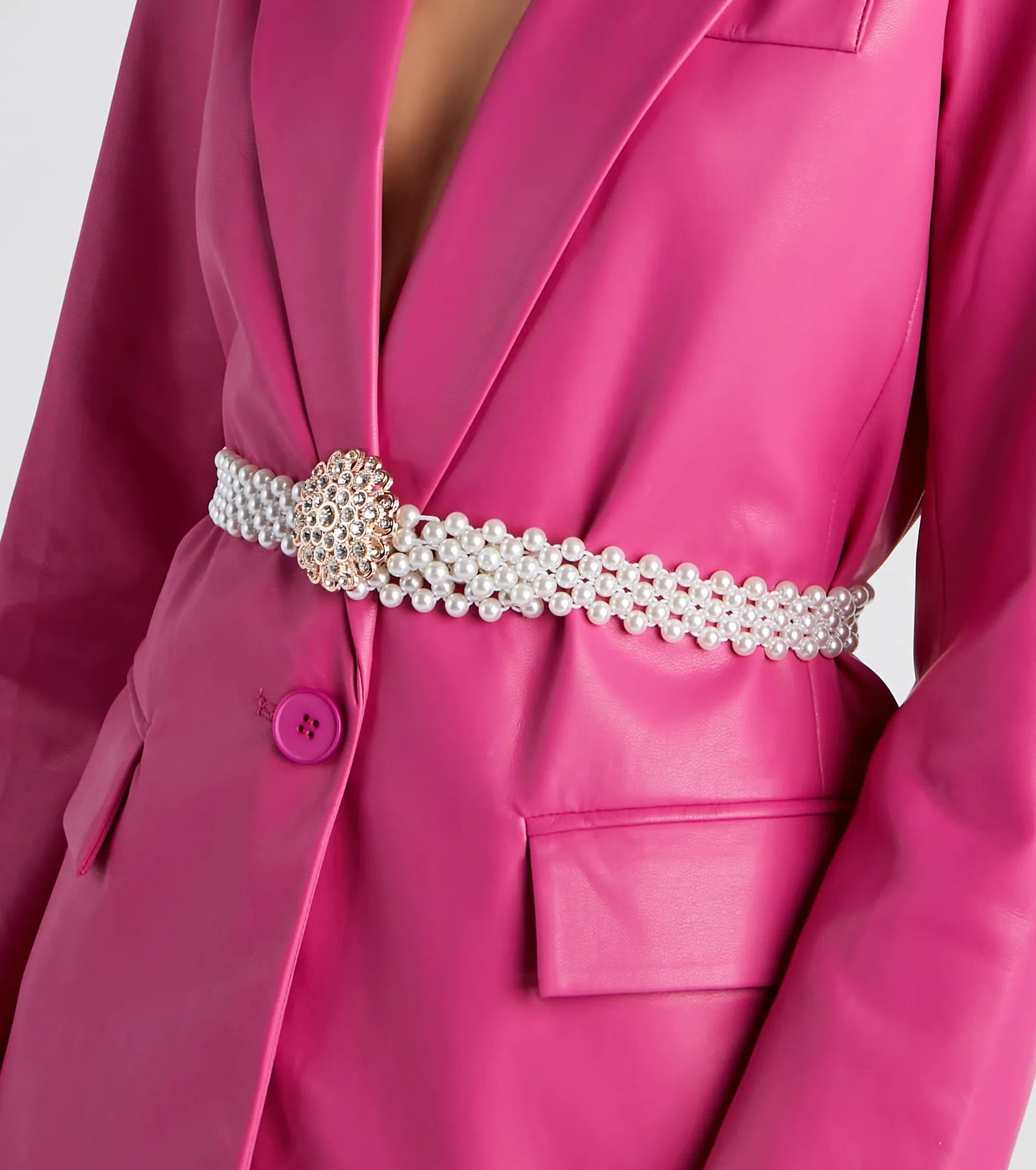 Trendy Elegance Rhinestone Pearl Belt - Image 2